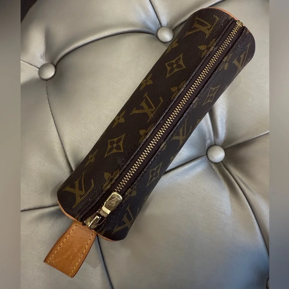 Auth Louis Vuitton Trousse Ronde Pouch Monogram Pen Case *AS IS* - Picture 1 of 8